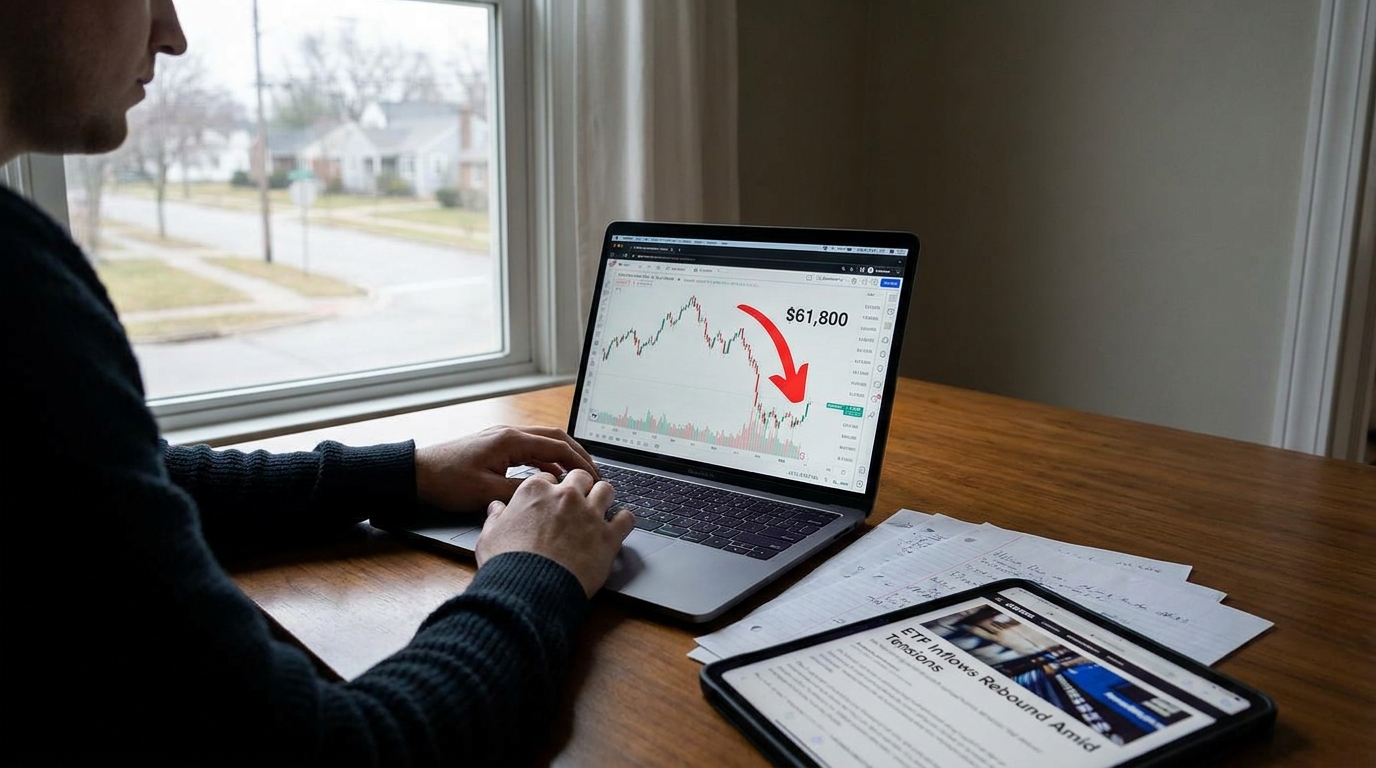 The Post-Funeral Consolidation: Bitcoin Slips to $61,800 as Rebounding Institutional ETF Inflows Fight Macro Selling Pressure Following Regional Tensions