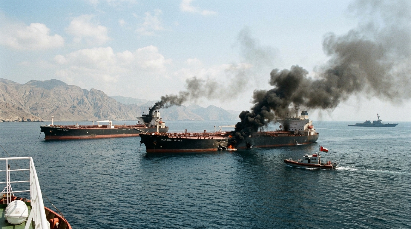 Iran's Guards Say Two Oil Tankers Explode After Hitting Mines in Hormuz, U.S. Disputes Claim