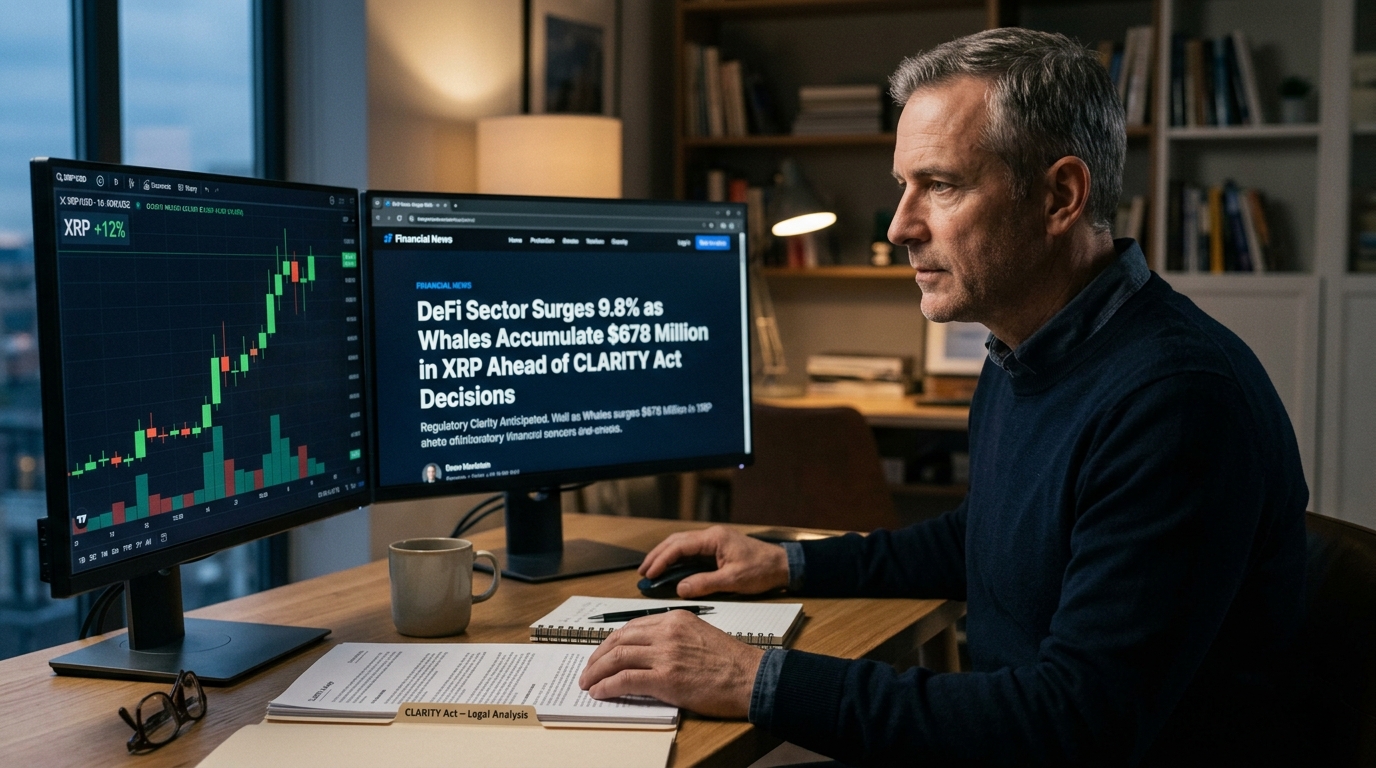 DeFi Sector Surges 9.8% as Whales Accumulate $678 Million in XRP Ahead of CLARITY Act Decisions