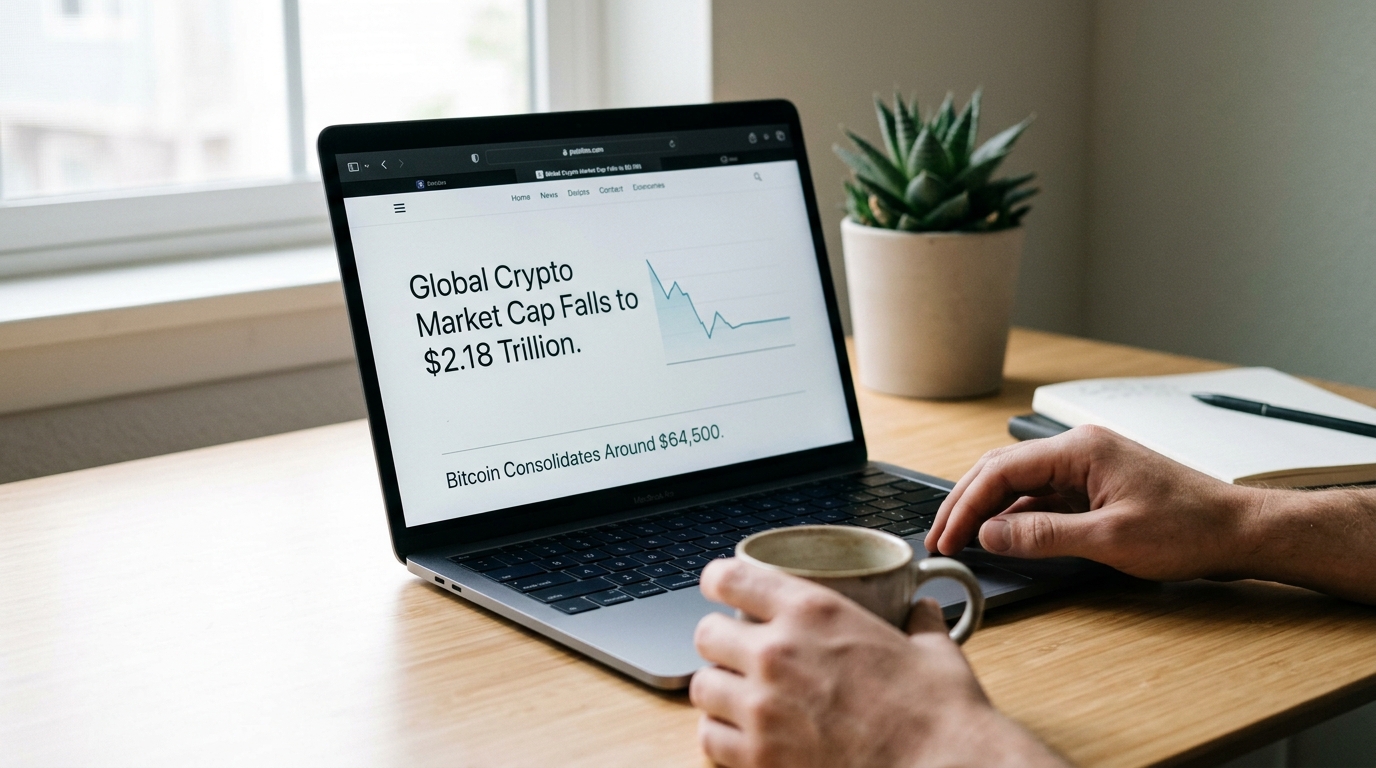 Global Crypto Market Cap Falls to $2.18 Trillion as Bitcoin Consolidates Around $64,500