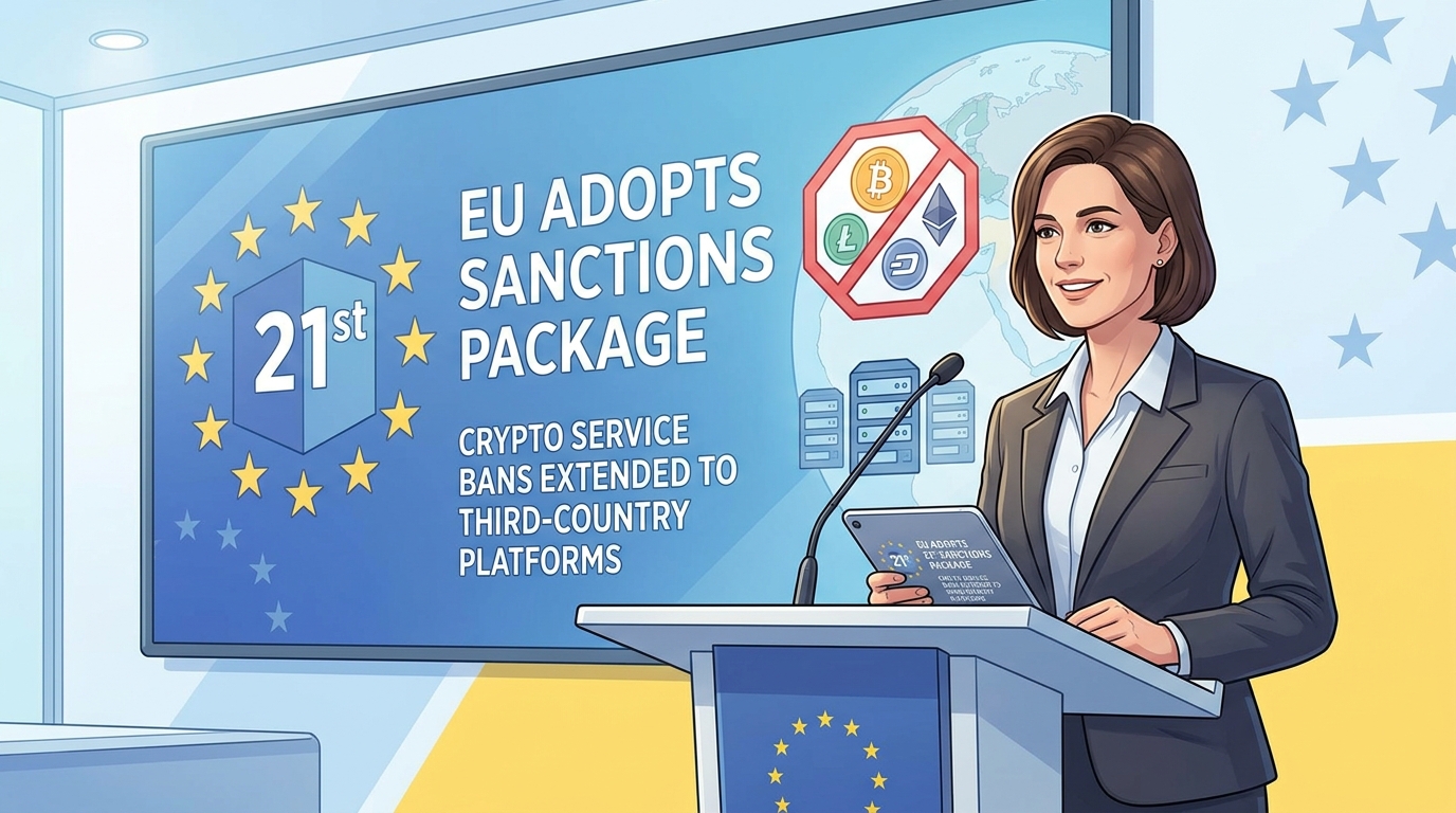 EU Adopts 21st Sanctions Package Extending Crypto Service Bans to Third-Country Platforms