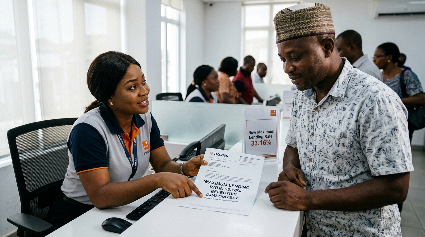 Nigerian Banks’ Maximum Lending Rate Drops to 33.16% Amid Economic Easing