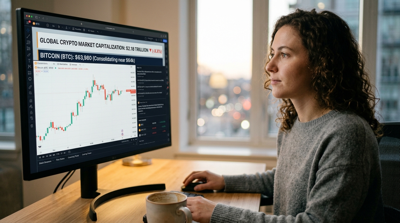 Global Crypto Market Capitalization Slips to $2.18 Trillion as Bitcoin Consolidates Near $64,000
