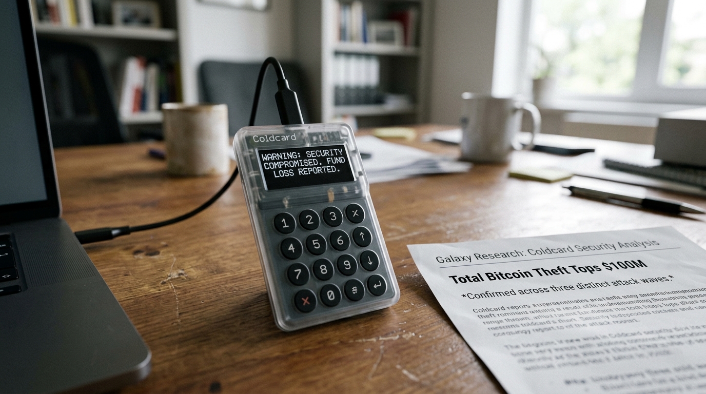 Coldcard Bitcoin Theft Tops $100M Across Three Confirmed Attack Waves, Galaxy Research Says