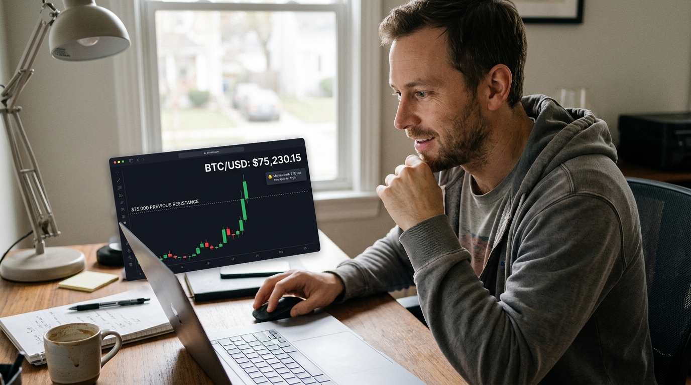 Bitcoin Breaks Above $75,000 as Liquidations Fuel Strongest Market Rebound of the Quarter